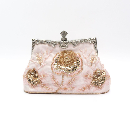 Pochettes de soirée pour femmes en tissu brodé de perles et de fleurs