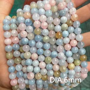 1 Chaîne De Perles De Bijoux En Pierre Naturelle De Béryl Rose Doux De La Série Romantique h5