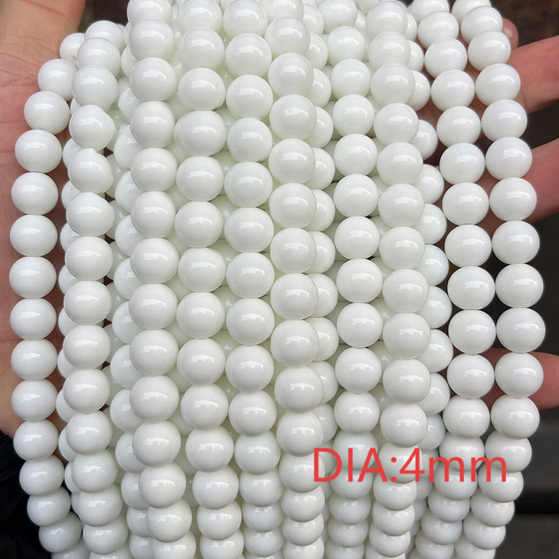 1 Chaîne De Perles De Verre Blanches Annulaires Quotidiennes