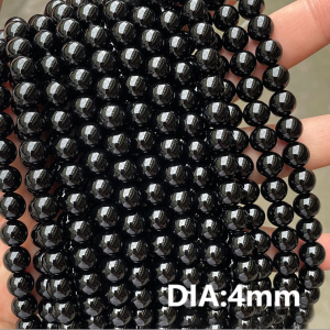 1 Chaîne De Perles Annulaires En Pierre Naturelle D'Agate Noire h5 