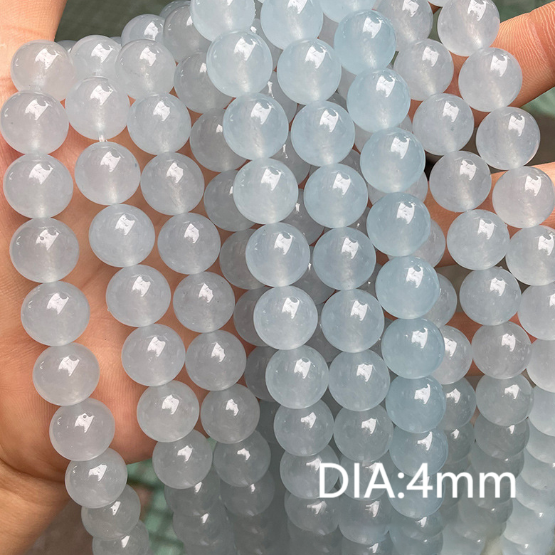 1 Chaîne De Perles Élégantes En Pierre Naturelle Aigue-Marine