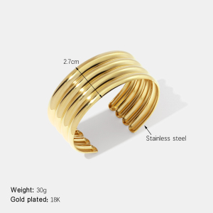 Bracelet Manchette Étanche En Acier Inoxydable Doré h5 