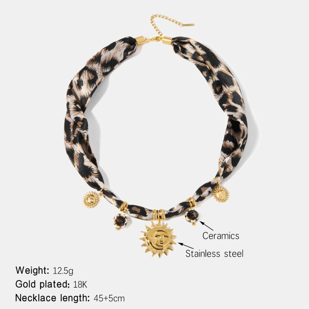 Collier Pendentif Sun En Acier Inoxydable Étanche Couleur Or 