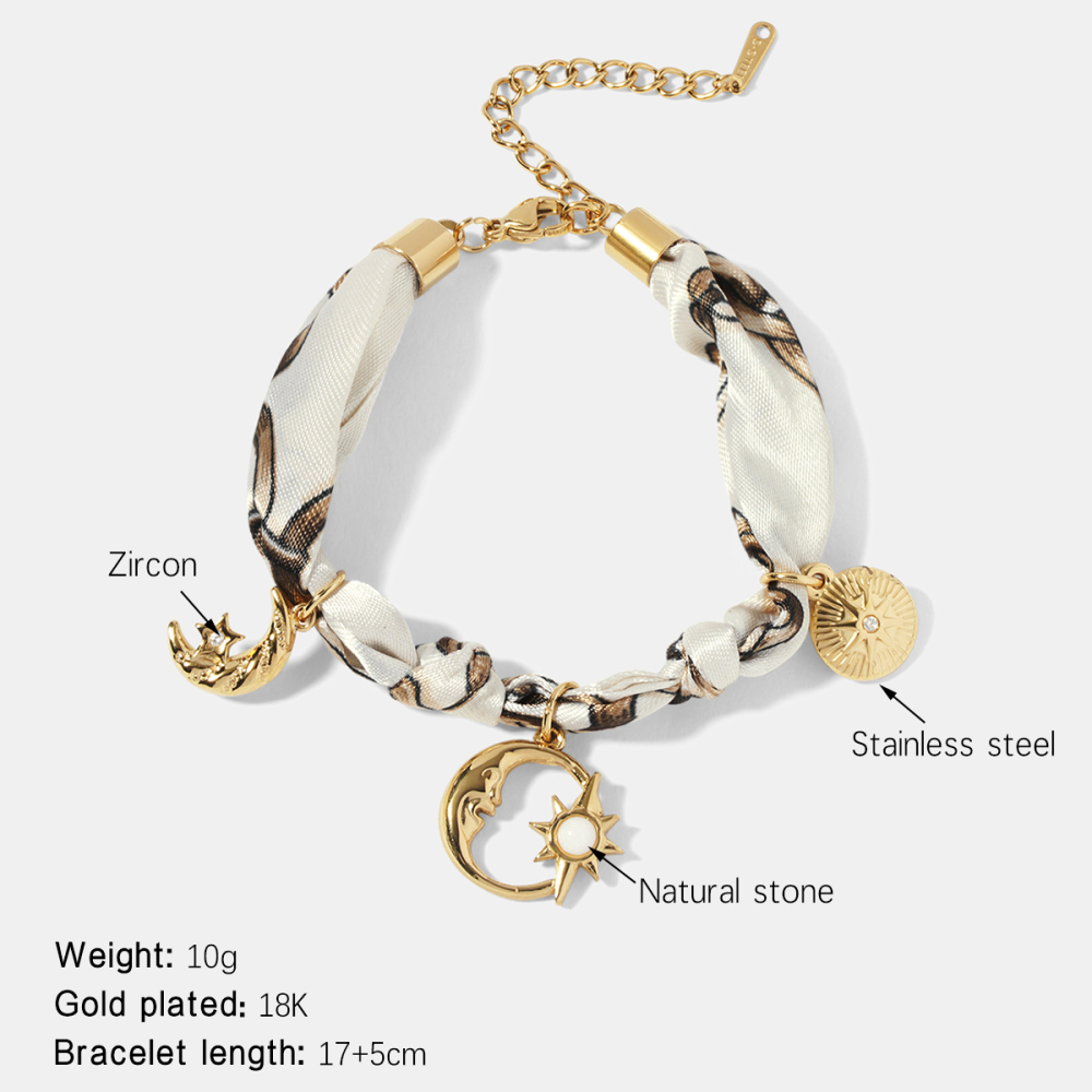 Bracelet À Breloques Sun&Moon En Acier Inoxydable Étanche Couleur Or 