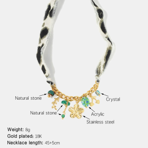 Collier Pendentif En Acier Inoxydable Étanche Couleur Or Avec Motif De Cerisier h5 