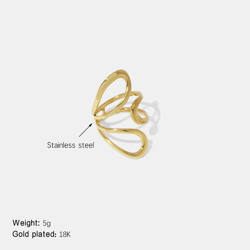 Bague Minimaliste En Acier Inoxydable De Forme Irrégulière, Étanche Et Couleur Or 