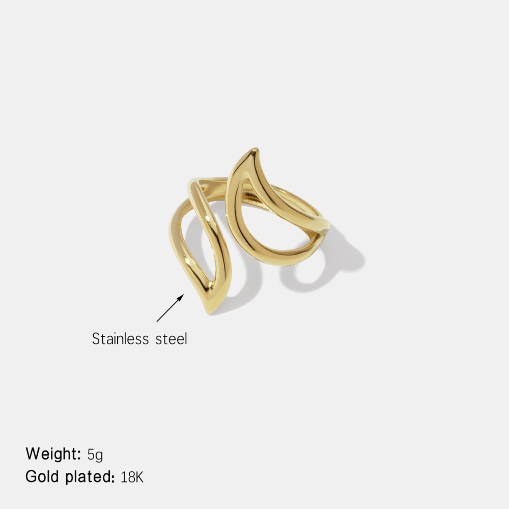Bague Minimaliste En Acier Inoxydable De Forme Irrégulière, Étanche Et Couleur Or 
