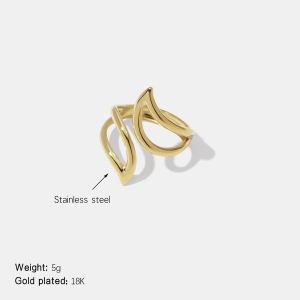 Bague Minimaliste En Acier Inoxydable De Forme Irrégulière, Étanche Et Couleur Or h5 