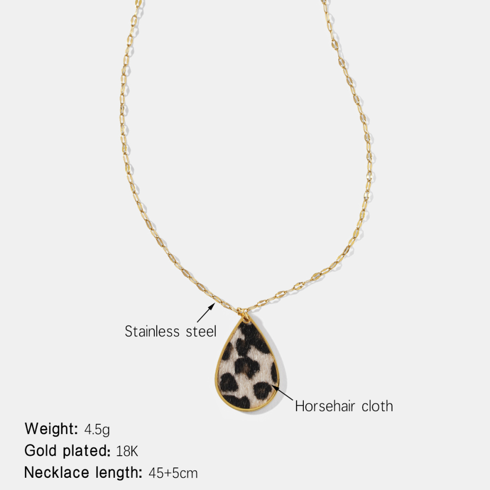 Collier Pendentif Étanche En Acier Inoxydable À Motif Léopard Et Gouttelettes 