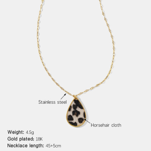 Collier Pendentif Étanche En Acier Inoxydable À Motif Léopard Et Gouttelettes h5 