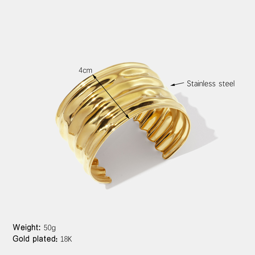 Bracelet Manchette Étanche En Acier Inoxydable Doré