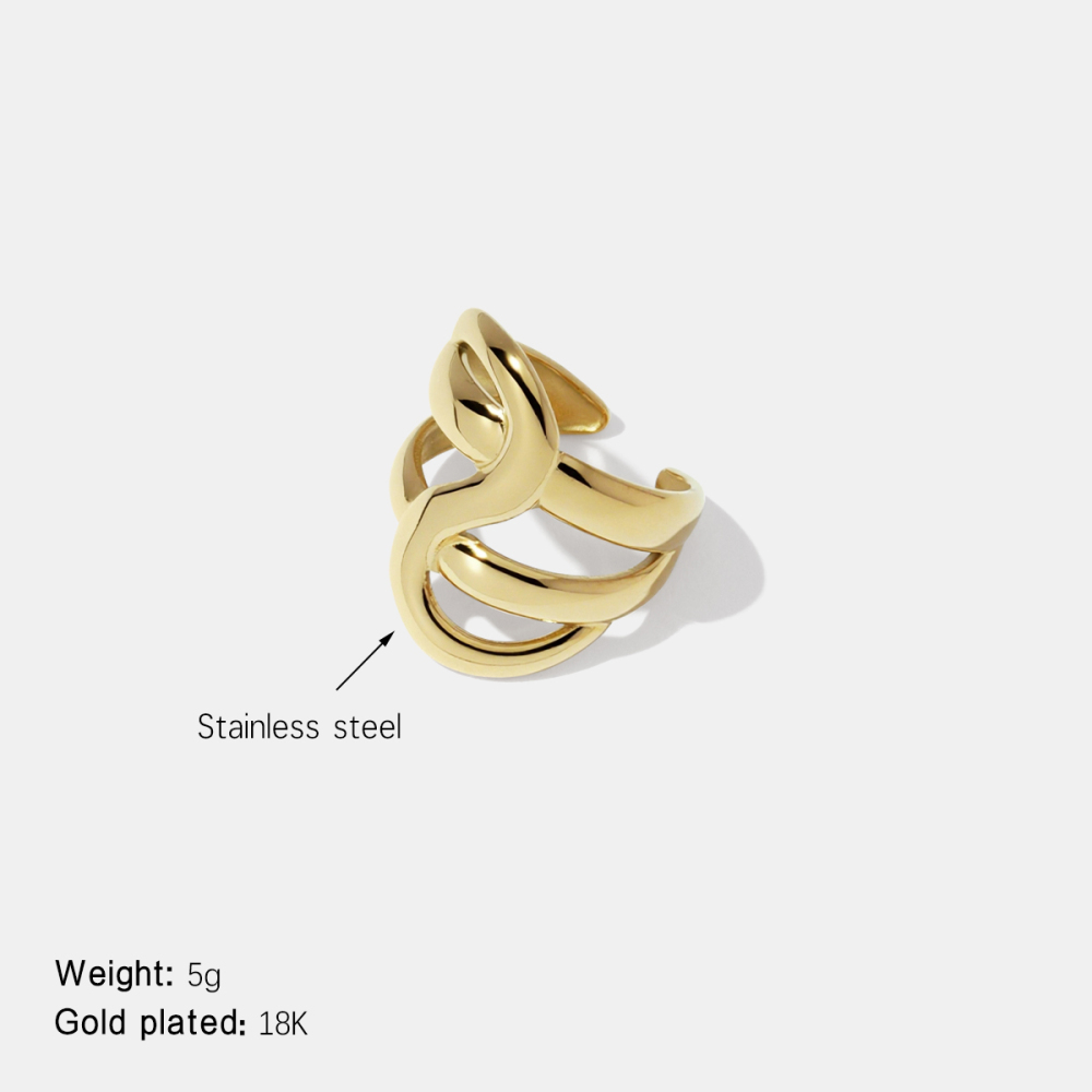 Bague Minimaliste En Acier Inoxydable De Forme Irrégulière, Étanche Et Couleur Or 