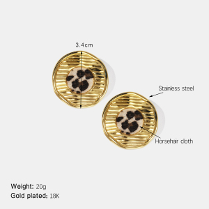 Boucles D'Oreilles Puces En Acier Inoxydable Doré, Fil Imprimé Léopard, Étanches, Couleur Or h5 