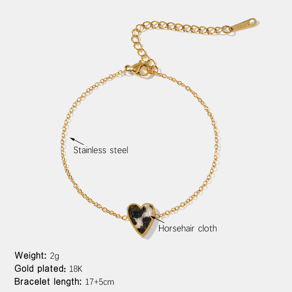 Bracelet À Breloques En Acier Inoxydable Étanche Avec Motif Léopard Et Cœur 