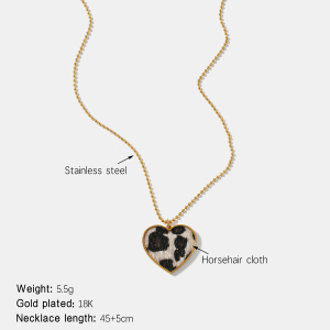 Collier Pendentif En Acier Inoxydable Étanche En Forme De Cœur Imprimé Léopard h5 