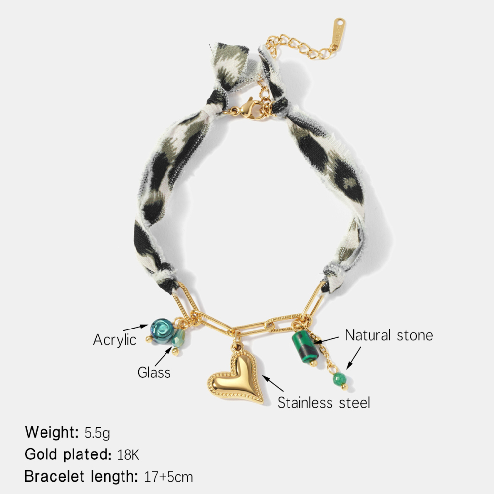 Bracelet À Breloques En Acier Inoxydable Étanche Couleur Or En Forme De Cœur 