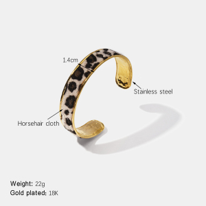 Bracelet Manchette Léopard En Acier Inoxydable Étanche Couleur Or h5