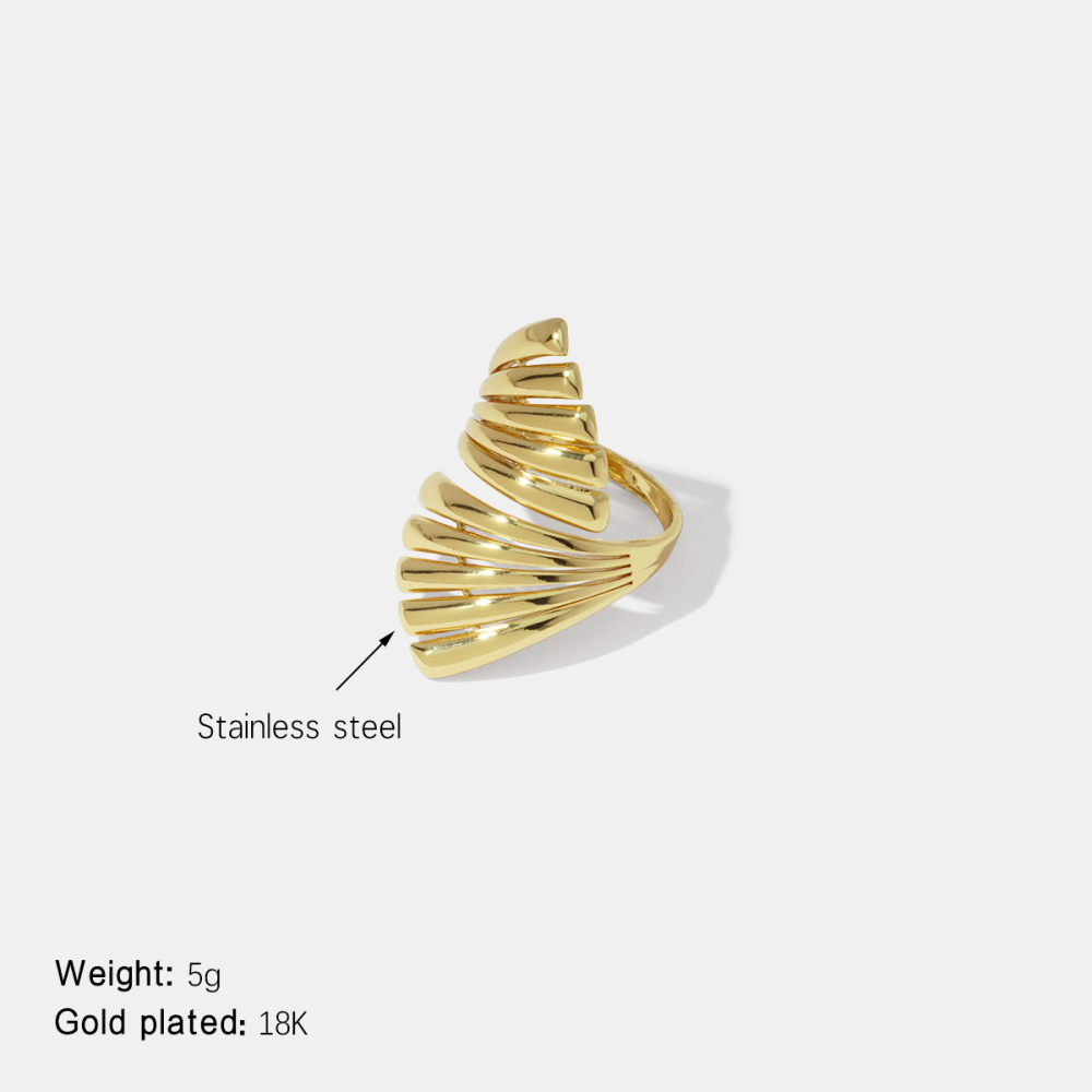 Bague Imposante En Acier Inoxydable De Forme Irrégulière, Étanche Et Couleur Or
