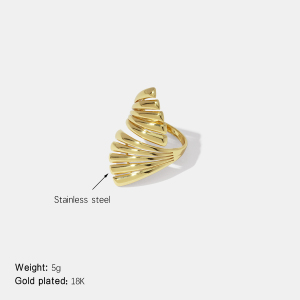 Bague Imposante En Acier Inoxydable De Forme Irrégulière, Étanche Et Couleur Or h5