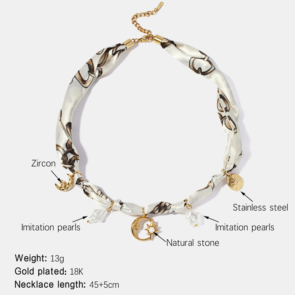 Collier Pendentif Lune En Acier Inoxydable Étanche Couleur Or 
