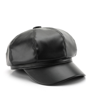 Béret Élégant En Pu De Couleur Unie, 1 Pièce h5 