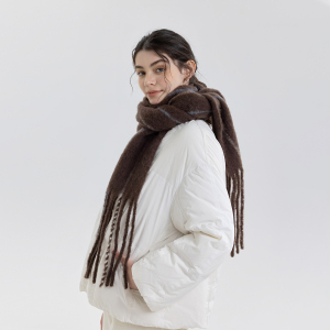 Écharpe D'Hiver À Pompons En Laine Et Polyester, 1 Pièce, À Blocs De Couleurs h5 Image2