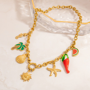Colliers Pendentifs Oceanic En Acier Inoxydable Étanche Couleur Or h5 Image5