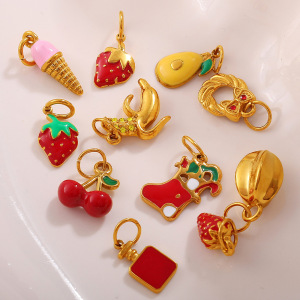 Pendentif Diy En Acier Inoxydable Doré, Étanche, En Forme De Fruit Sucré (1 Pièce) h5 Image3