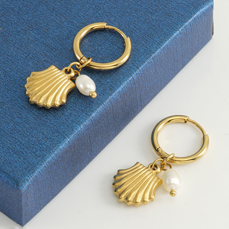 Boucles D'Oreilles Pendantes En Acier Inoxydable Étanche Couleur Or Image3