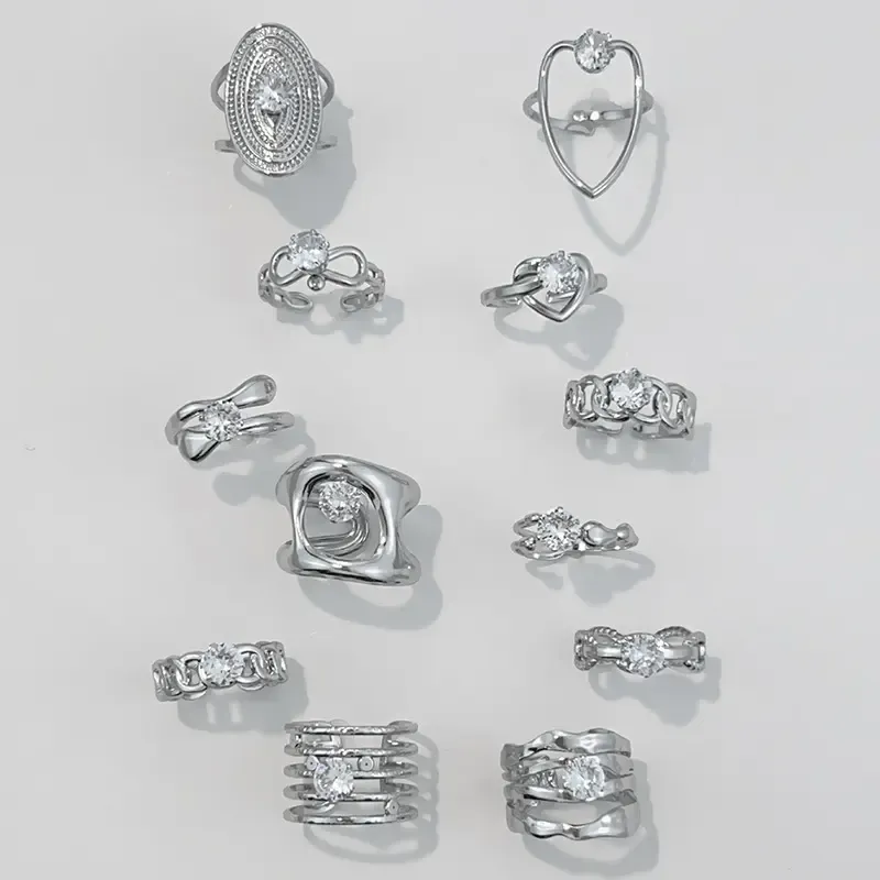 Bague En Acier Inoxydable Étanche Avec Pierre Précieuse En Zircon (1 Pièce) Image2