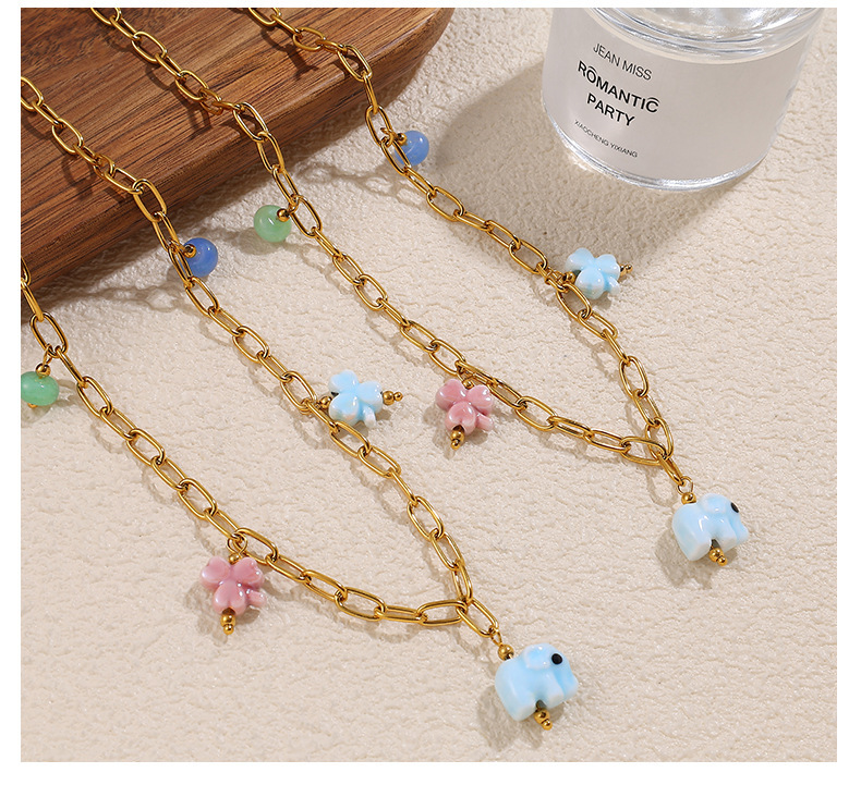 Collier Pendentif Oceanic En Acier Inoxydable Étanche Couleur Or (1 Pièce) Image3