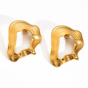 1 Paire De Boucles D'Oreilles À Clous Décontractées En Acier Inoxydable Étanche Couleur Or h5 Image2