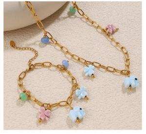 Collier Pendentif Oceanic En Acier Inoxydable Étanche Couleur Or (1 Pièce) h5 Image2