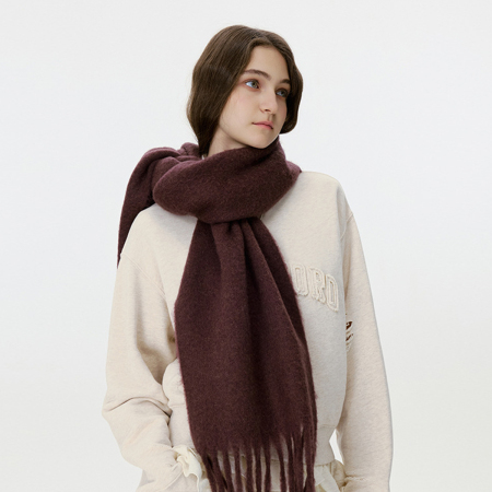 Écharpe d'hiver en rayonne et laine à pompons de couleur unie, 1 pièce
