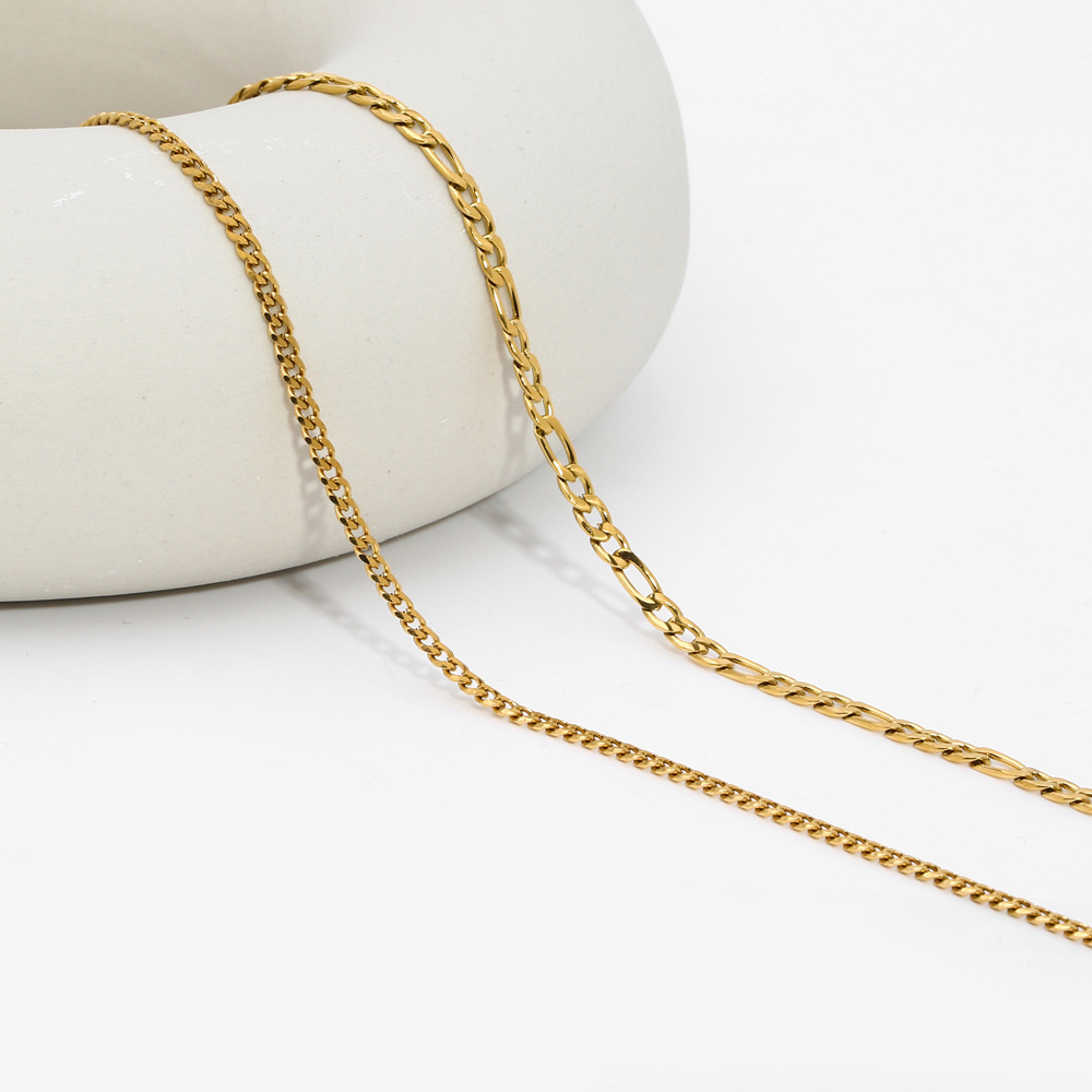 Collier Classique En Acier Inoxydable Étanche Couleur Or (1 Pièce) Image4