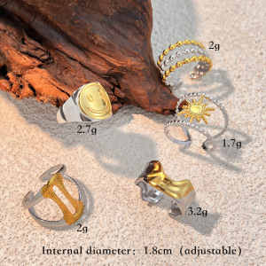 Bague Imposante En Acier Inoxydable Étanche, De Forme Irrégulière (1 Pièce). h5 Image3