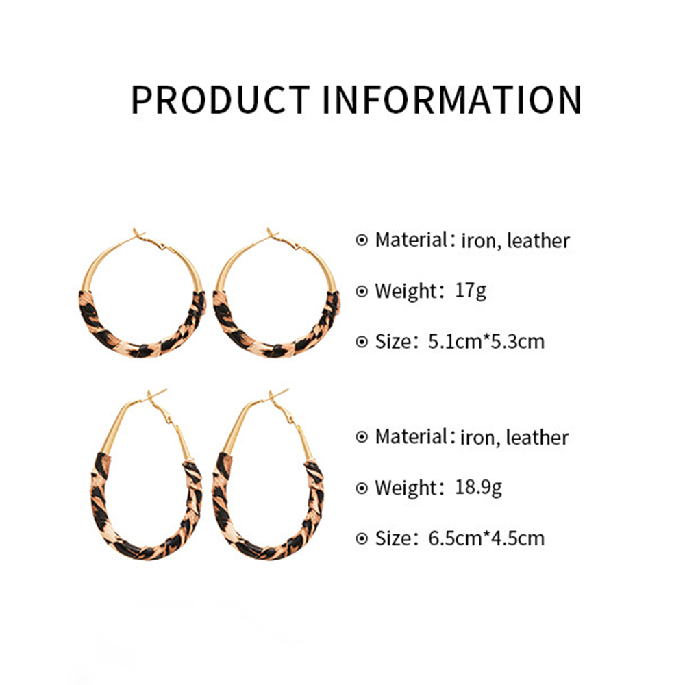 1 Paire De Boucles D'Oreilles Créoles En Fer À Imprimé Léopard Image3