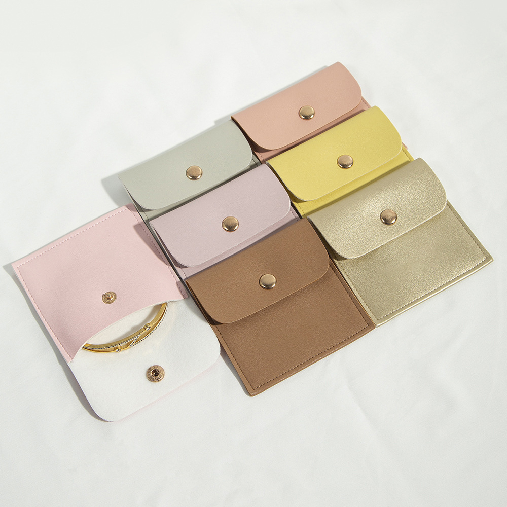 Pochette À Bijoux Souple En Pu De Couleur Unie Avec Couvercle À Rabat (1 Pièce) Image3