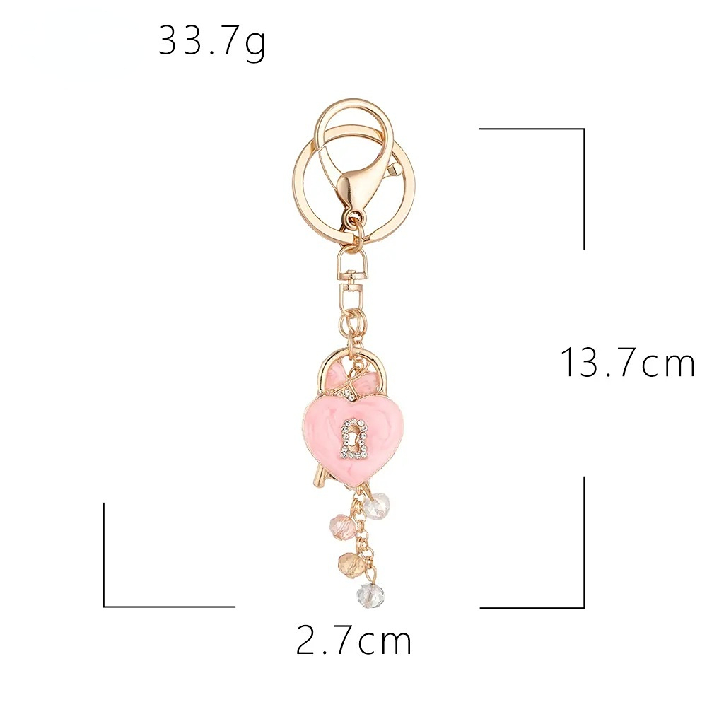 Porte-Clés Romantique En Alliage Et Strass En Forme De Cœur Avec Cœur - Série Romantique h5Image2