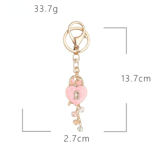 Porte-Clés Romantique En Alliage Et Strass En Forme De Cœur Avec Cœur - Série Romantique h5 Image2