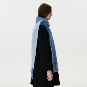 Écharpe D'Hiver À Pompons En Laine Et Polyester, 1 Pièce, À Blocs De Couleurs h5 Image4