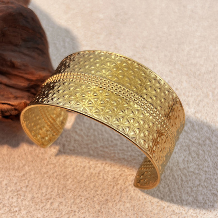 Bracelet manchette étanche en acier inoxydable couleur or (1 pièce) 2