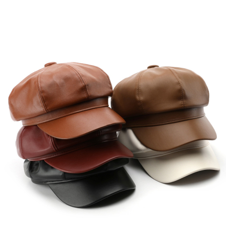 Béret Élégant En Pu De Couleur Unie, 1 Pièce