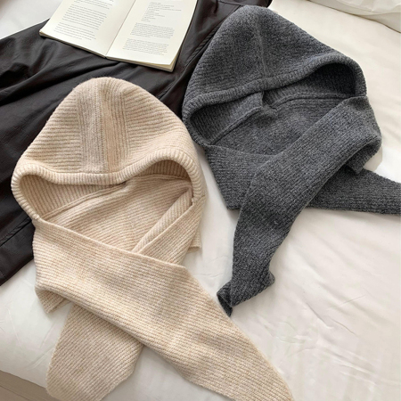 Poncho à capuche en maille (1 pièce) - Cape châle unie 2