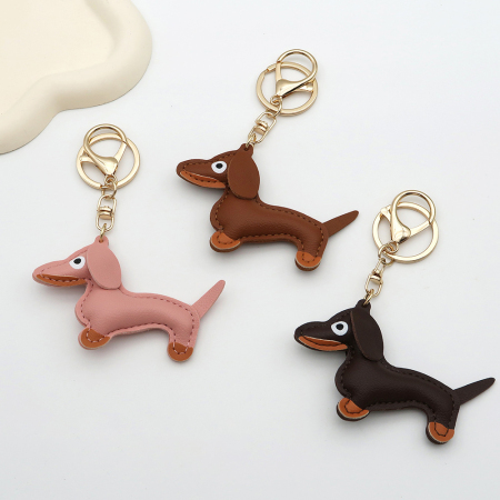 1 porte-clés en PU en forme de chien mignon