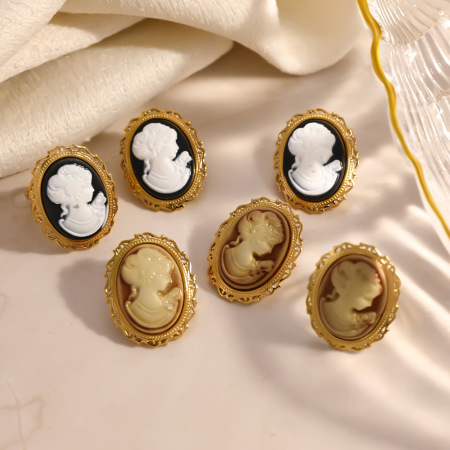 Boucles d'oreilles puces pour femmes, en acier inoxydable, couleur or, collection classique Daily Figure