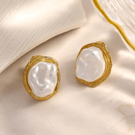 Boucles d'oreilles puces pour femmes, élégantes, de forme irrégulière, en acier inoxydable, étanches, de la collection Simple Series