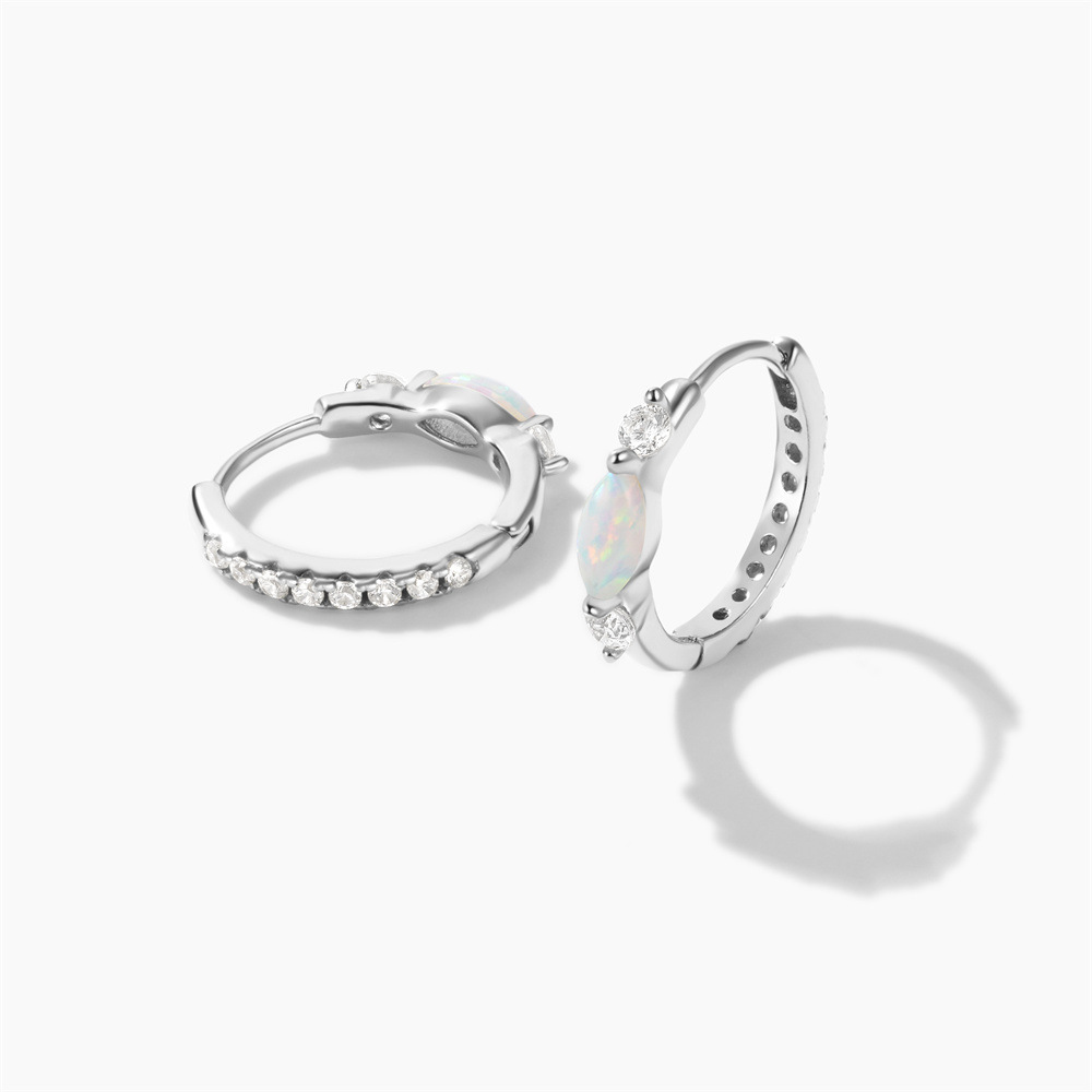 Boucles D'Oreilles Pour Femmes En Argent Sterling 925 Couleur Or, Pierre Naturelle, Collection Simple Series Daily Circle Image2