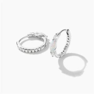 Boucles D'Oreilles Pour Femmes En Argent Sterling 925 Couleur Or, Pierre Naturelle, Collection Simple Series Daily Circle h5 Image2