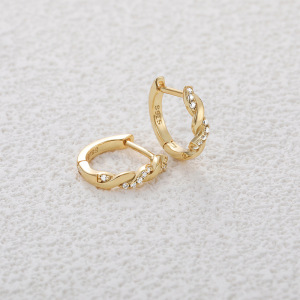 Boucles D'Oreilles Pour Femmes En Moissanite S925 Couleur Or, Élégantes Et Torsadées, Collection Classique h5 Image2